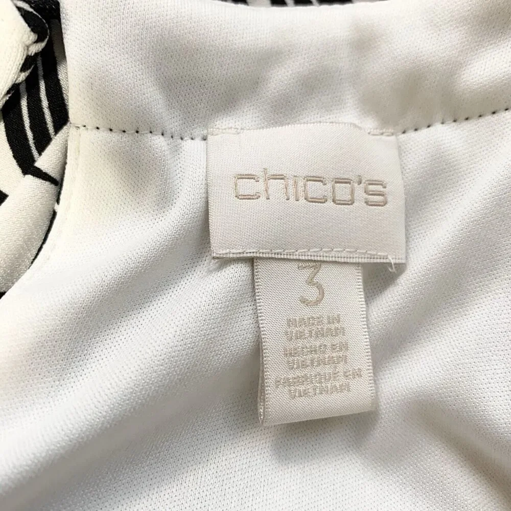 Chico’s Size 3 Marissa Jumpsuit Sleeveless Black White Graphic Floral Size XL 16 - Picture 10 of 16